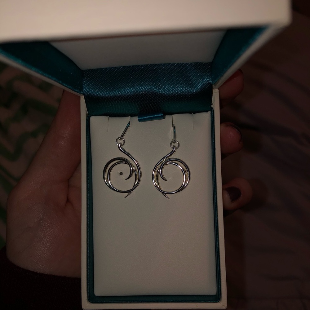 Brand New Sterling Silver Swirl Dangly Earrings